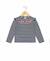 T-shirt manches longues fille Fond indigo raye rose 1 - vertbaudet enfant 