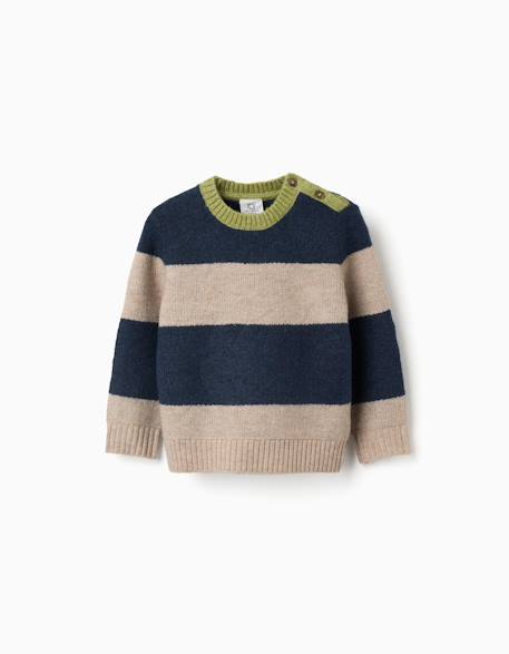 Pull en maille à rayures Bleu foncé 1 - vertbaudet enfant 