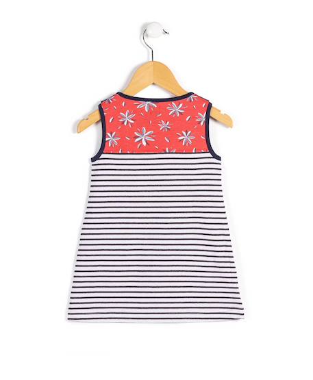 Tunique sans manches fille Fond blanc raye indigo 2 - vertbaudet enfant 
