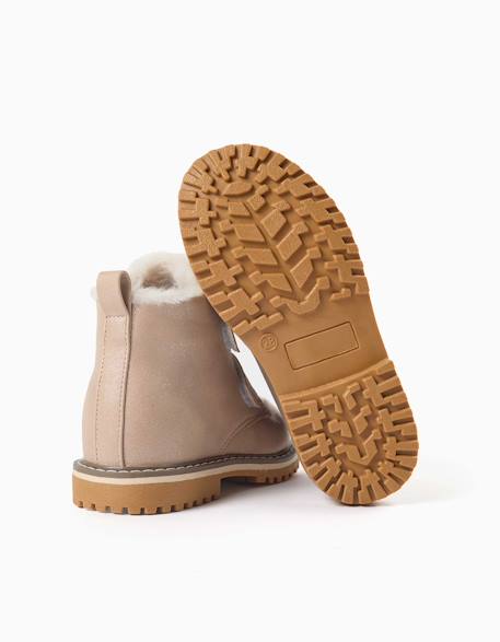 Bottines à finition pailletée et peluche douce synthétique Rose 3 - vertbaudet enfant 