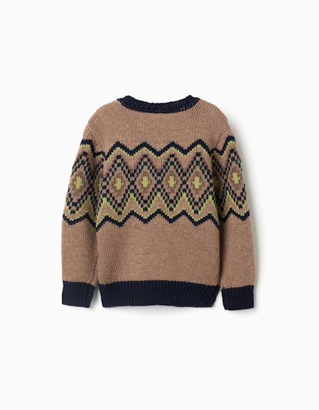 Pull en maille avec motif jacquard Beige 2 - vertbaudet enfant 