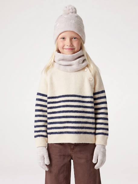 Pull fille écru+marine 1 - vertbaudet enfant 