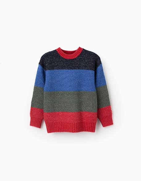 Pull en maille à rayures Rouge 2 - vertbaudet enfant 