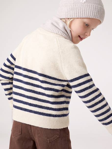 Pull fille écru+marine 6 - vertbaudet enfant 