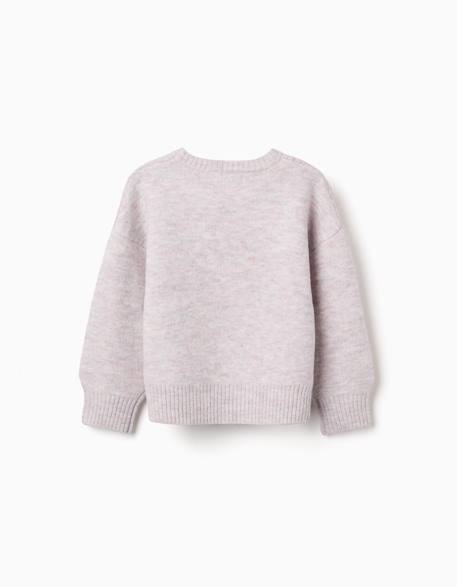 Pull en maille avec nœuds et pois jacquard Rose clair 2 - vertbaudet enfant 