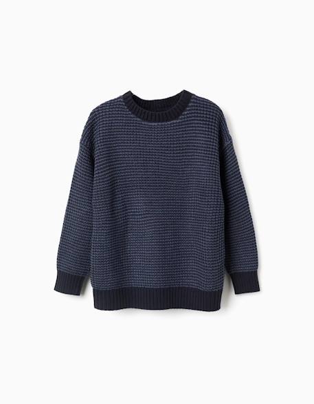 Pull en maille épaisse avec épaules tombantes Bleu foncé 1 - vertbaudet enfant 