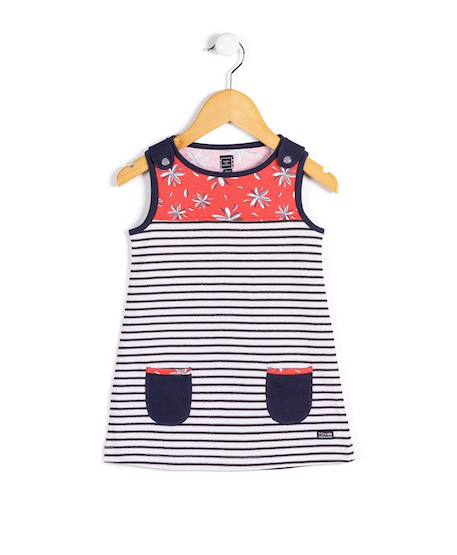 Tunique sans manches fille Fond blanc raye indigo 1 - vertbaudet enfant 