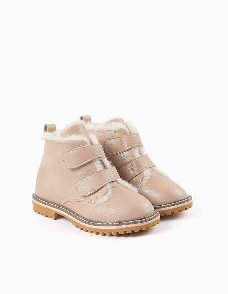 Bottines à finition pailletée et peluche douce synthétique Rose 2 - vertbaudet enfant 