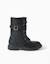 Bottines motardes avec lacets et doublure douce Noir 1 - vertbaudet enfant 