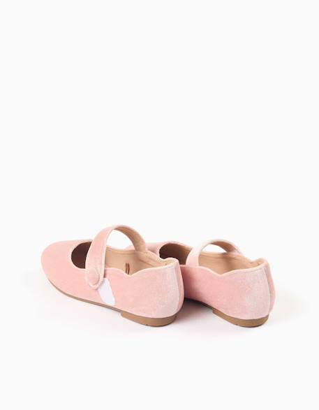 Ballerines en velours avec fermeture à scratch Rose 3 - vertbaudet enfant 