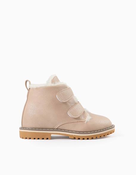 Bottines à finition pailletée et peluche douce synthétique Rose 1 - vertbaudet enfant 