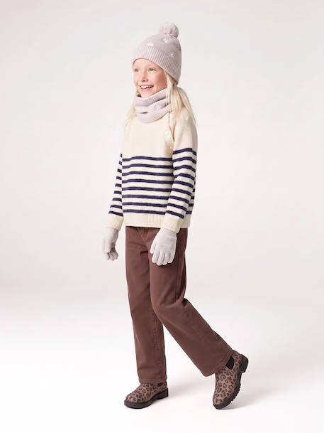 Pull fille écru+marine 5 - vertbaudet enfant 