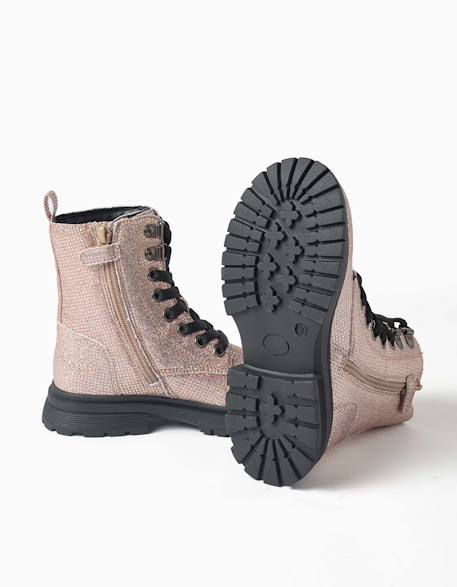 Bottes montantes avec effet paillettes et lacets Gris 3 - vertbaudet enfant 