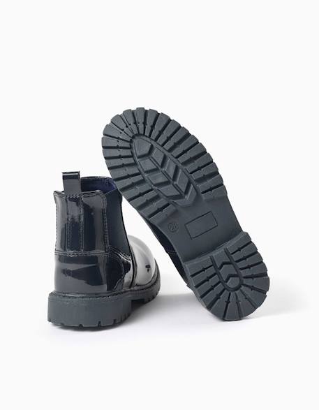 Bottines chelsea vernies avec semelle antidérapante Bleu 3 - vertbaudet enfant 