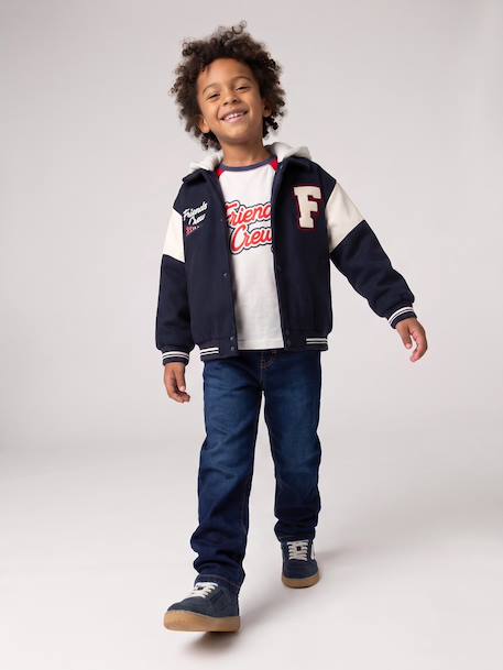 Blouson teddy garçon à capuche amovible marine 3 - vertbaudet enfant 