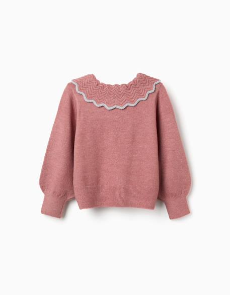 Pull en maille avec col en forme de nœud et lurex Rose 2 - vertbaudet enfant 