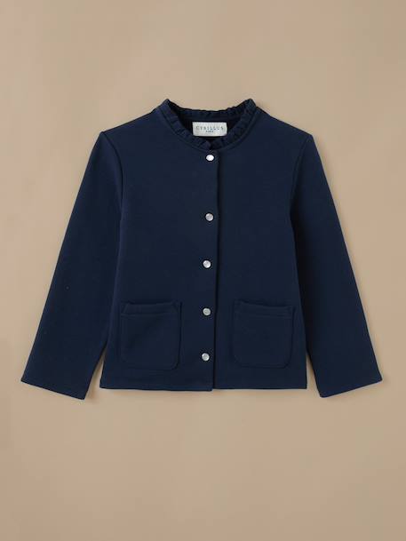 Gilet fille en molleton - coton biologique Cerise+Marine+Vert anglais 6 - vertbaudet enfant 