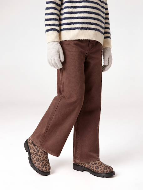 Pantalon fille large couleur bleu grisé+chocolat+prune+rose+vert 8 - vertbaudet enfant 