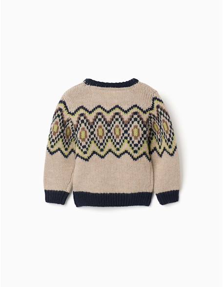 Pull en maille avec motif jacquard Beige 2 - vertbaudet enfant 