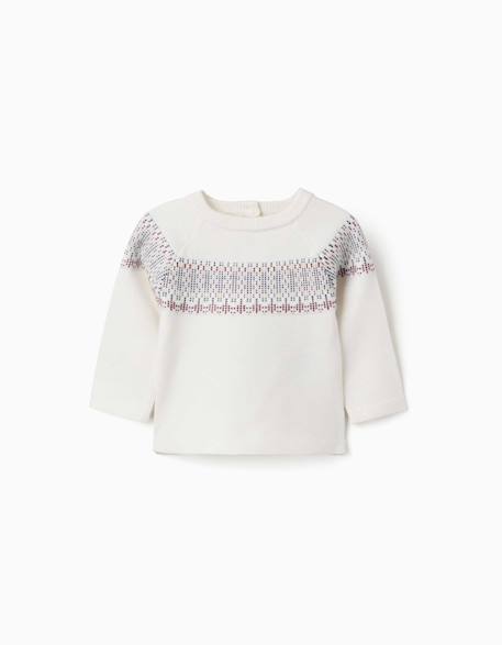 Pull en maille avec motif jacquard Blanc 1 - vertbaudet enfant 