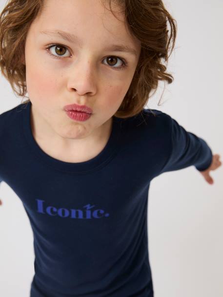 T-shirt iconic thermolactyl sensitive Blanc cassé+Bleu marine+Violet profond 6 - vertbaudet enfant 