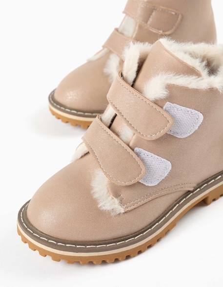 Bottines à finition pailletée et peluche douce synthétique Rose 4 - vertbaudet enfant 