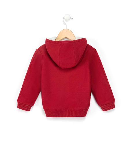 Veste tricot à capuche fille Rose framboise 2 - vertbaudet enfant 