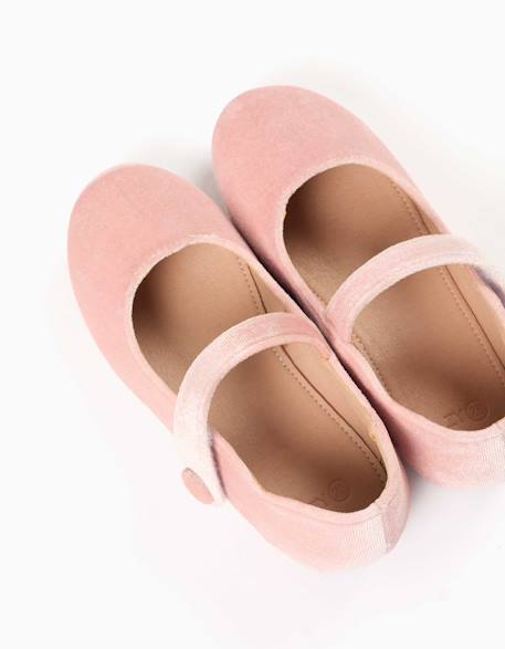 Ballerines en velours avec fermeture à scratch Rose 4 - vertbaudet enfant 