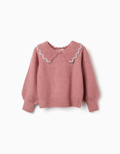 Pull en maille avec col en forme de nœud et lurex Rose 1 - vertbaudet enfant 