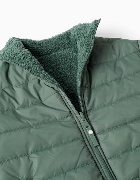 Doudoune réversible avec sherpa Vert foncé 3 - vertbaudet enfant 