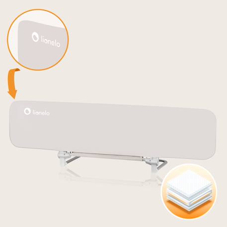 Barrière de lit lora xl pliable avec protection anti-chute et sac de transport Beige sand+Grey stone 2 - vertbaudet enfant 