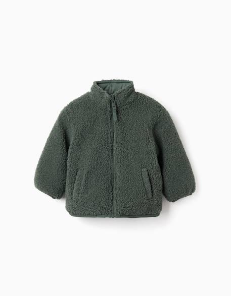 Doudoune réversible avec sherpa Vert foncé 2 - vertbaudet enfant 