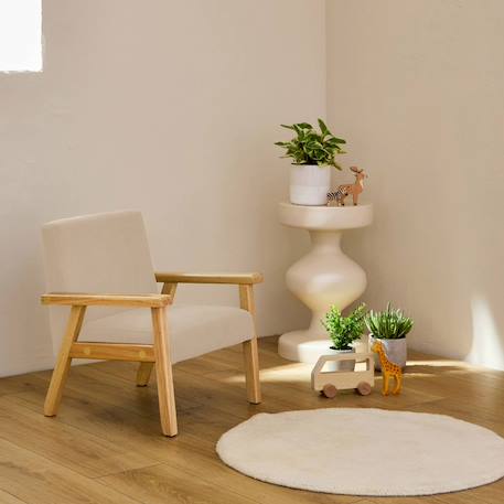 Fauteuil scandinave enfant velours côtelé et bois d'hévéa isak l 47 x p 43,5 x h 50cm Crème+Kaki foncé+Moutarde+Terracotta 1 - vertbaudet enfant 