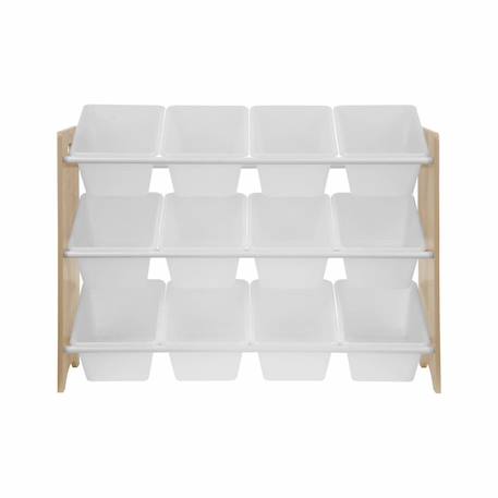 Meuble de rangement jouet avec 12 casiers, tobias, l 84 x p 29,5 x h 60cm Blanc+Naturel 11 - vertbaudet enfant 