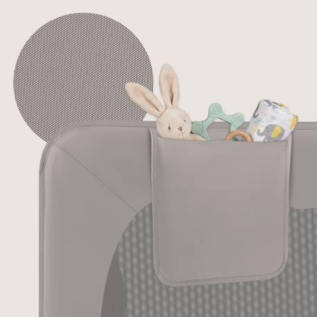 Barrière de lit bébé hanna 150 x 66 cm pliable avec filet aéré et protection anti-chute Beige melange+Black onyx+Grey melange 18 - vertbaudet enfant 