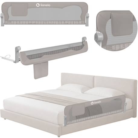 Barrière de lit bébé eva 150 cm pliable avec filet aéré et protection anti-chute Beige melange+Black onyx+Grey melange 13 - vertbaudet enfant 
