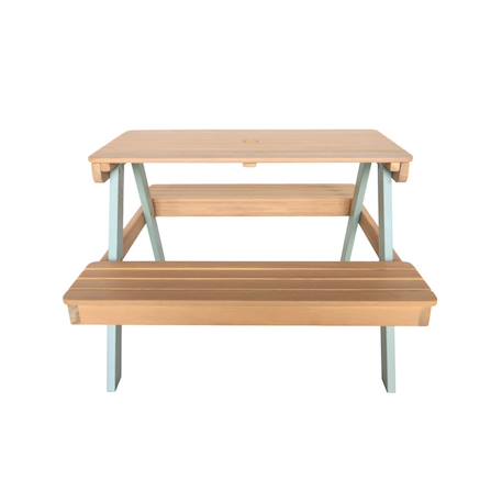 Table de pique-nique en bois d'acacia pour enfant, salon de jardin enfant 2 places, couleur teck clair Vert de gris 5 - vertbaudet enfant 
