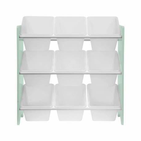 Meuble de rangement pour enfant avec 9 casiers - tobias - mdf décor bois naturel, 64x29.5x60cm Blanc+Naturel+Vert céladon 17 - vertbaudet enfant 