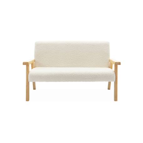 Banquette canapé pour enfant 2 places bouclette et bois d'hévéa l 84 x p 43,5 x h 50cm Blanc 5 - vertbaudet enfant 