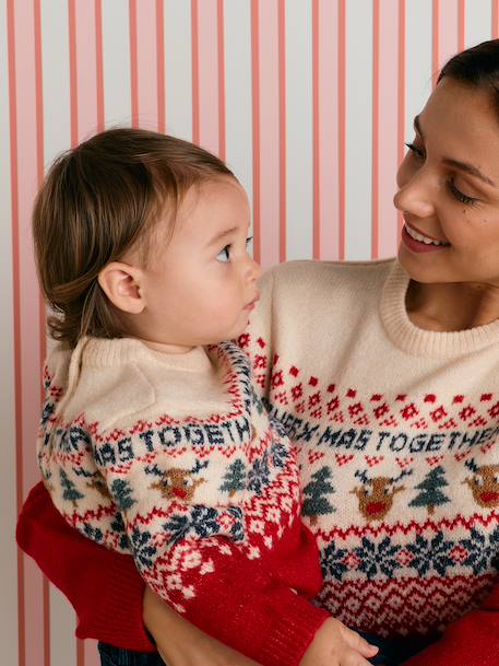 Pull de Noël bébé mixte Capsule Famille rouge 1 - vertbaudet enfant 