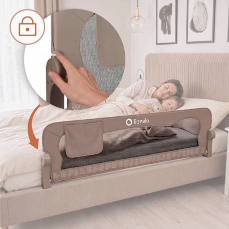 Barrière de lit bébé eva 150 cm pliable avec filet aéré et protection anti-chute Beige melange+Black onyx+Grey melange 11 - vertbaudet enfant 