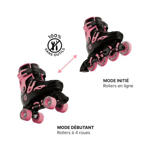 Rollers go skates évolutifs 2en1, taille 34 au 37 Noir-bleu+Noir-rose 9 - vertbaudet enfant 