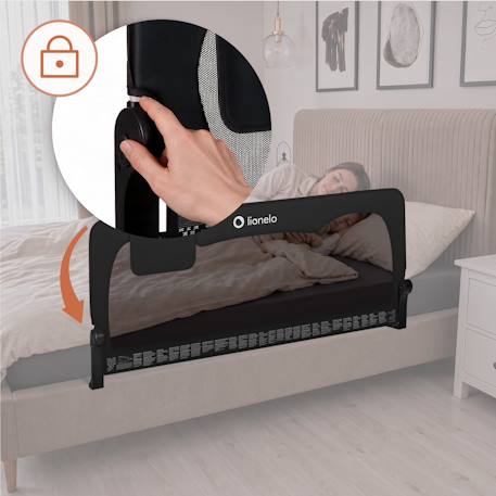 Barrière de lit bébé hanna 150 x 66 cm pliable avec filet aéré et protection anti-chute Beige melange+Black onyx+Grey melange 17 - vertbaudet enfant 