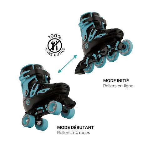 Rollers go skates évolutifs 2en1, taille 34 au 37 Noir-bleu+Noir-rose 3 - vertbaudet enfant 
