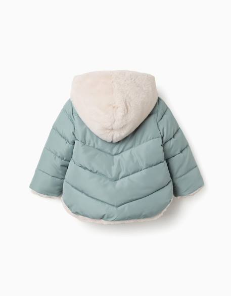 Doudoune avec capuche et doublure en peluche douce synthétique Vert 2 - vertbaudet enfant 