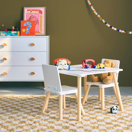 Table carrée enfant bois de pin 2 assises - judith Blanc+Rose+Terracotta+Vert+Vert olive 1 - vertbaudet enfant 