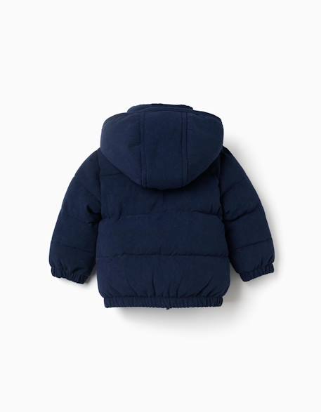 Doudoune en velours côtelé avec capuche amovible Bleu foncé 2 - vertbaudet enfant 