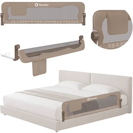 Barrière de lit bébé eva 150 cm pliable avec filet aéré et protection anti-chute Beige melange+Black onyx+Grey melange 1 - vertbaudet enfant 