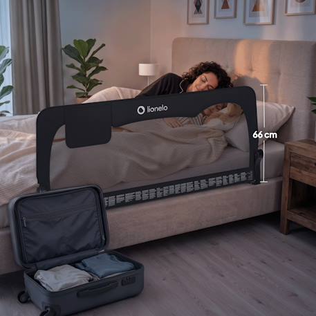 Barrière de lit bébé hanna 150 x 66 cm pliable avec filet aéré et protection anti-chute Beige melange+Black onyx+Grey melange 2 - vertbaudet enfant 
