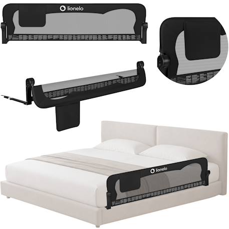 Barrière de lit bébé eva 150 cm pliable avec filet aéré et protection anti-chute Beige melange+Black onyx+Grey melange 7 - vertbaudet enfant 